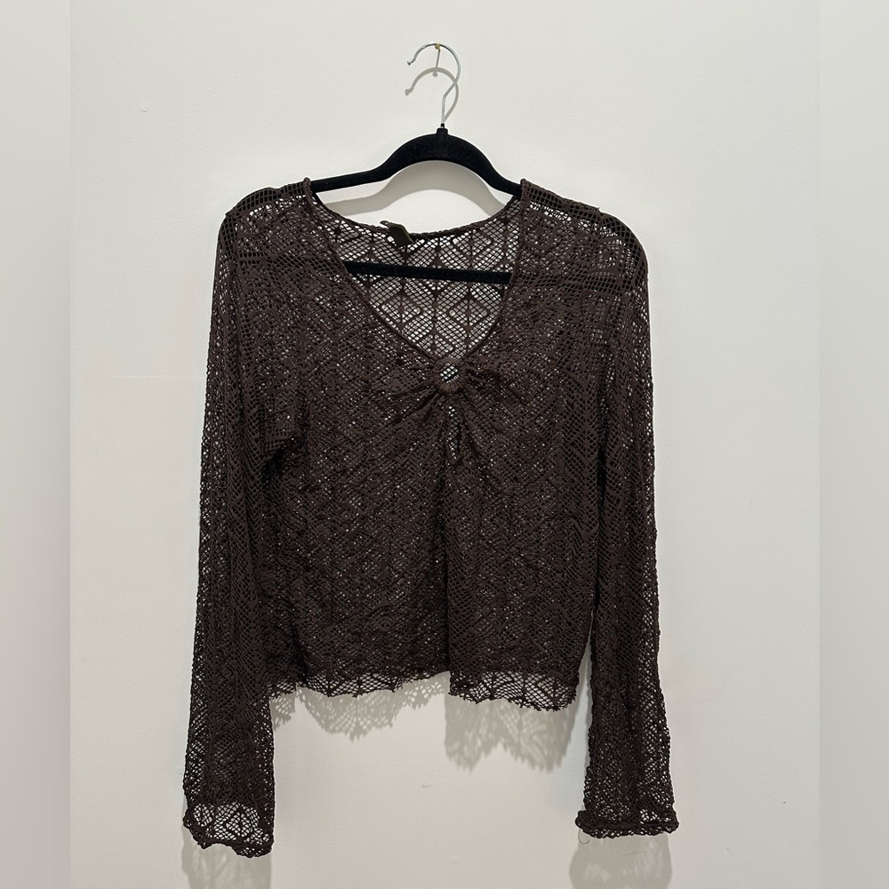 Elegant Brown Lace Women’s Top